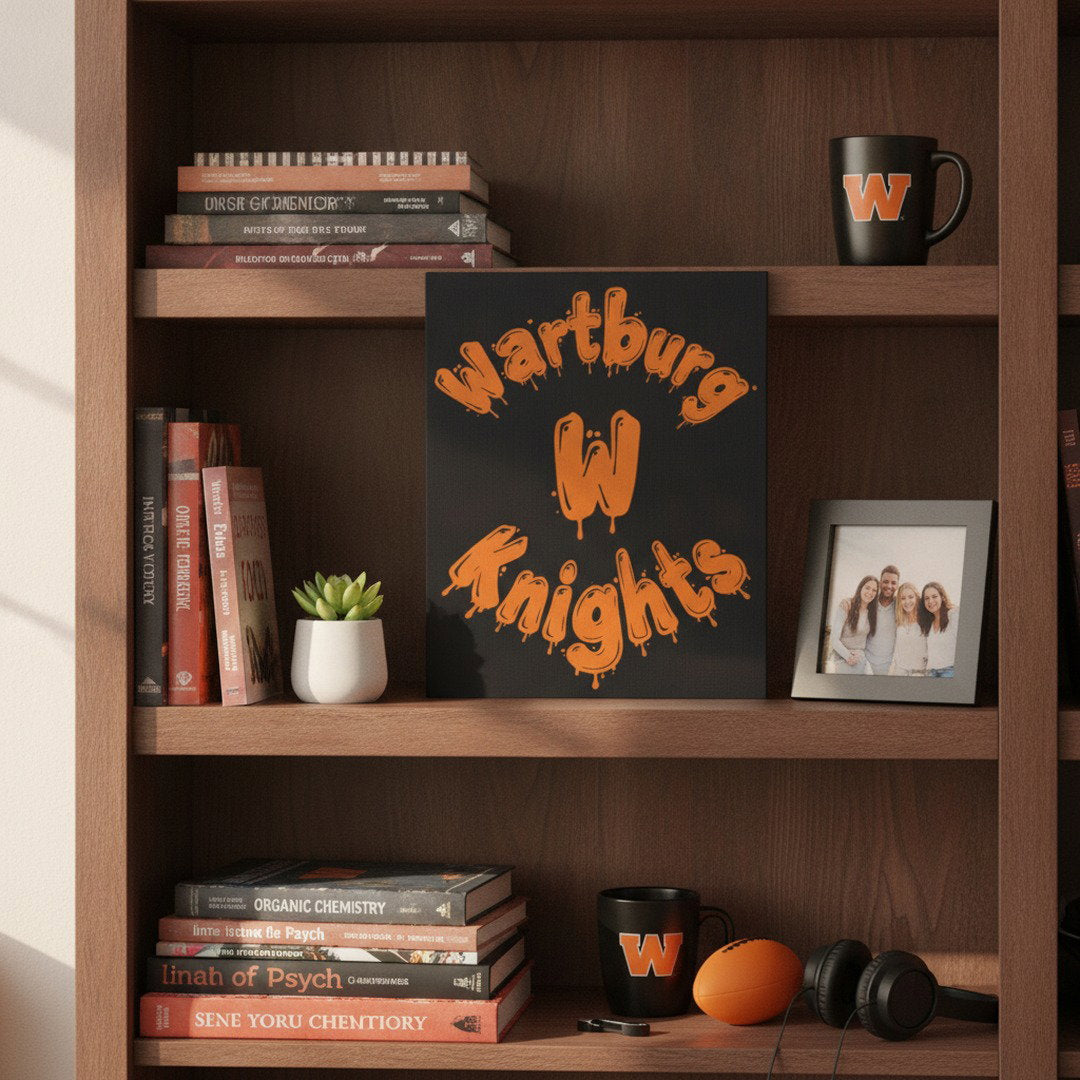 Wartburg Knights Canvas Wall Art – Black & Orange College Dorm Decor