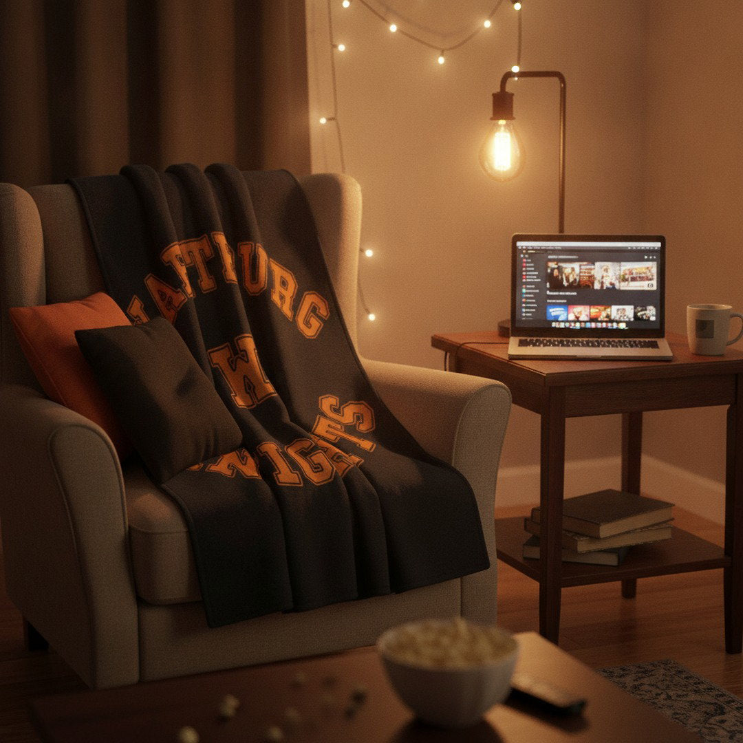 Wartburg College Knights Cozy Blanket – Black & Orange Dorm Throw | 50x60 & 60x80
