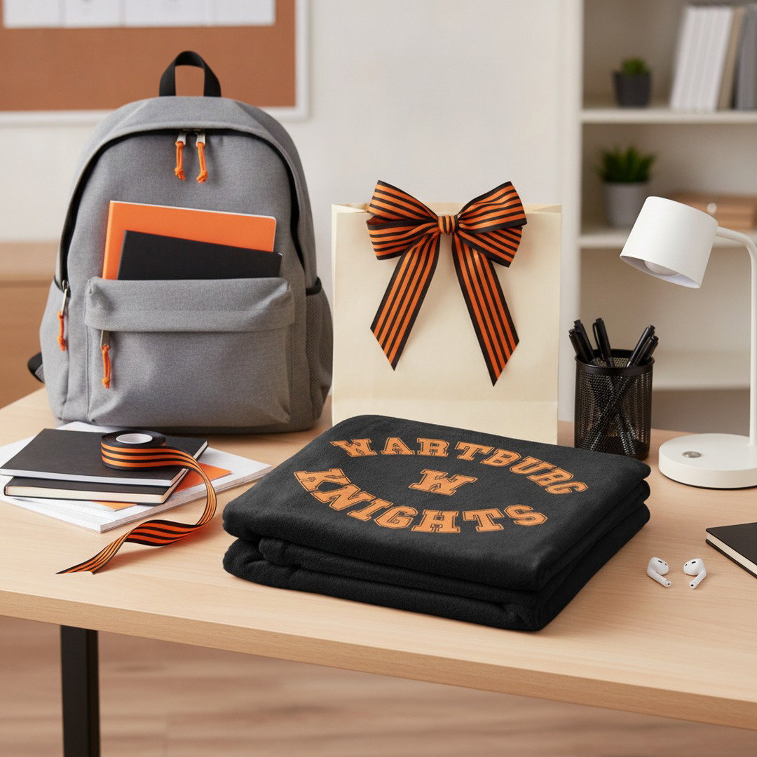 Wartburg College Knights Cozy Blanket – Black & Orange Dorm Throw | 50x60 & 60x80