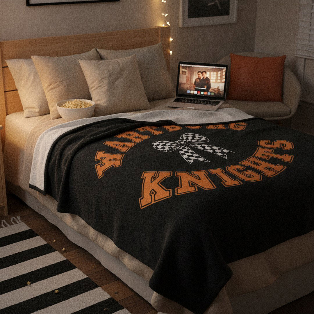 Wartburg Knights Cozy Blanket – Black & Orange College Dorm Blanket | 50x60 & 60x80