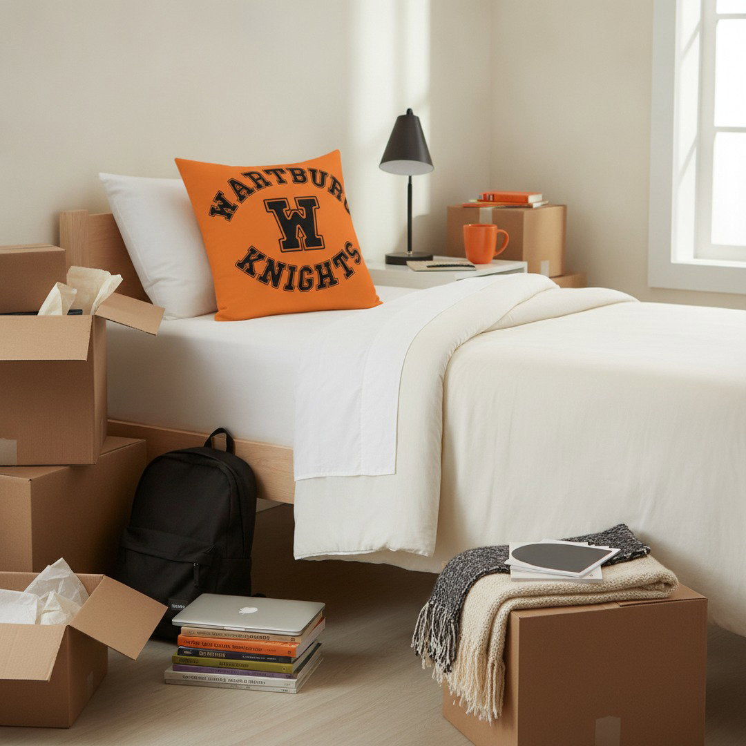 Wartburg Knights Throw Pillow – Orange & Black College Dorm Decor | 7 Sizes