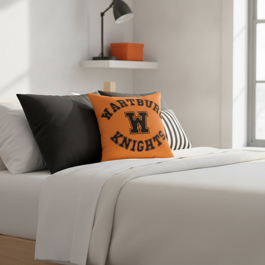 Wartburg Knights Throw Pillow – Orange & Black College Dorm Decor | 7 Sizes