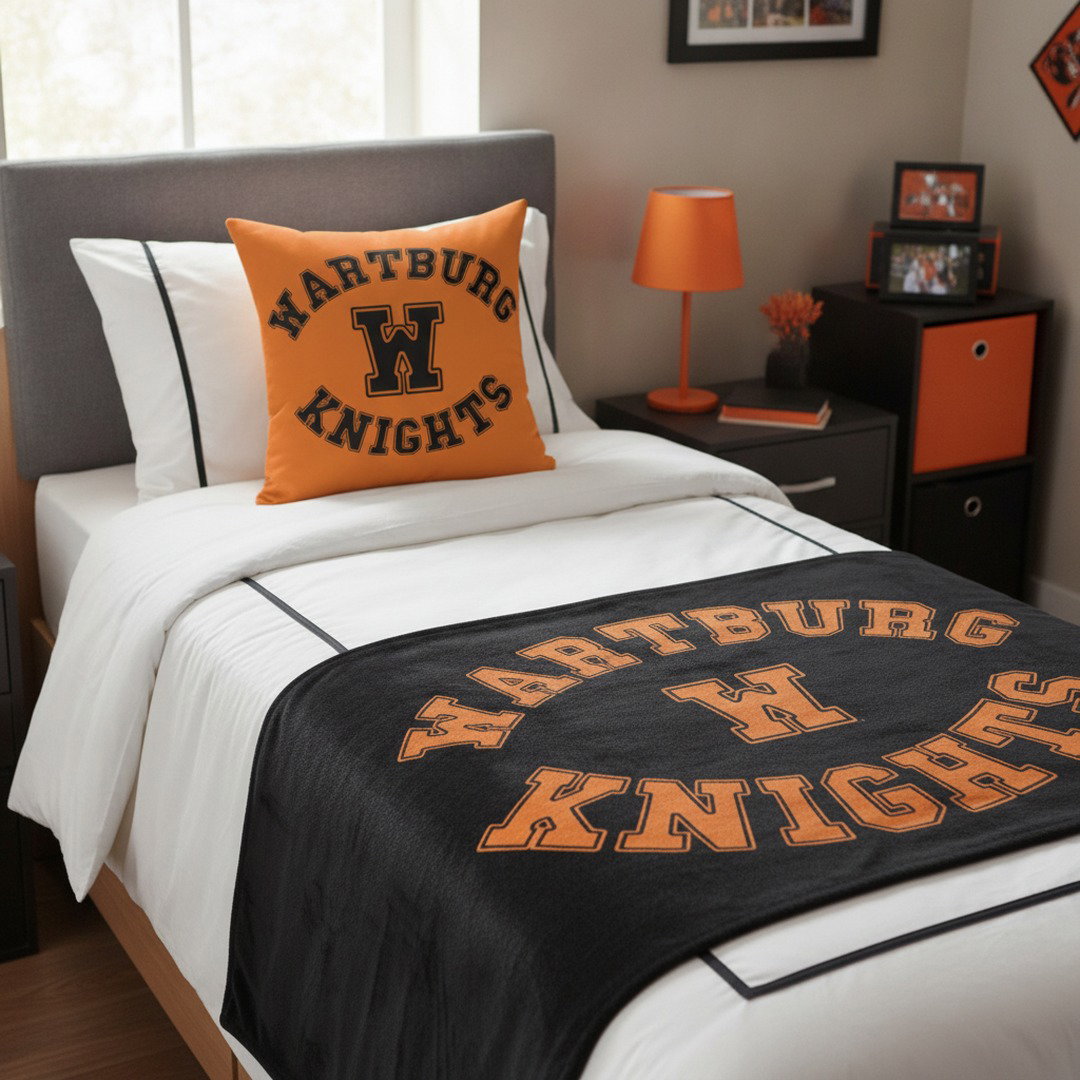 Wartburg Knights Throw Pillow – Orange & Black College Dorm Decor | 7 Sizes