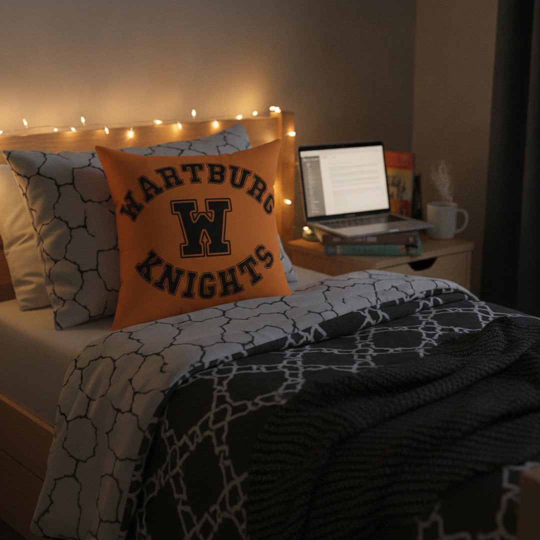 Wartburg Knights Throw Pillow – Orange & Black College Dorm Decor | 7 Sizes