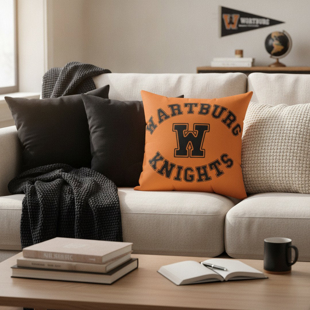 Wartburg Knights Throw Pillow – Orange & Black College Dorm Decor | 7 Sizes