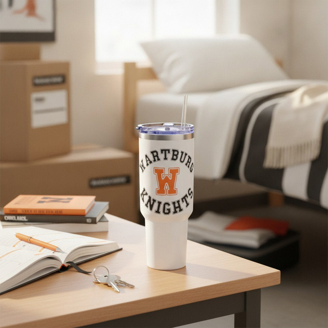 Wartburg Knights 40 oz Travel Mug with Handle – Insulated Tumbler for College Students & Fans