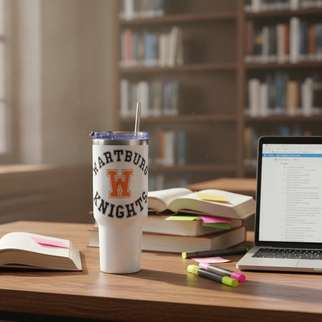 Wartburg Knights 40 oz Travel Mug with Handle – Insulated Tumbler for College Students & Fans
