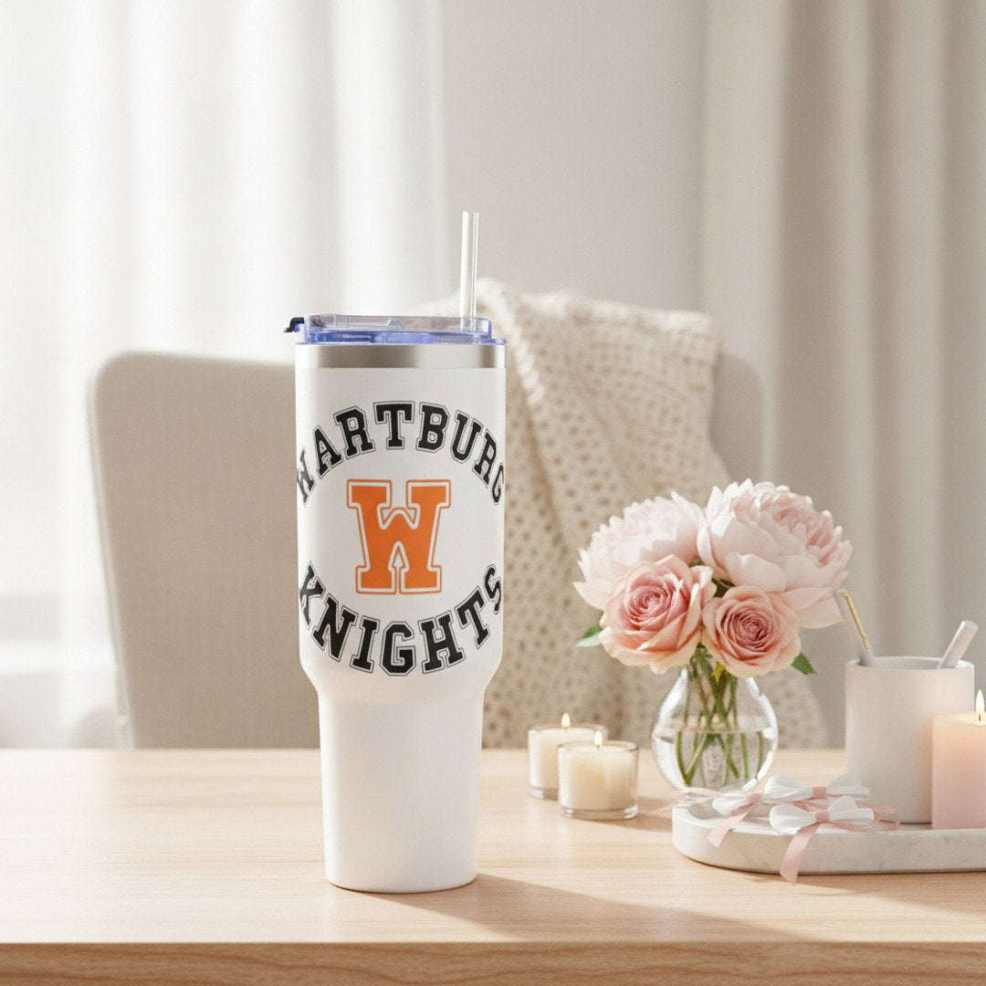 Wartburg Knights 40 oz Travel Mug with Handle – Insulated Tumbler for College Students & Fans