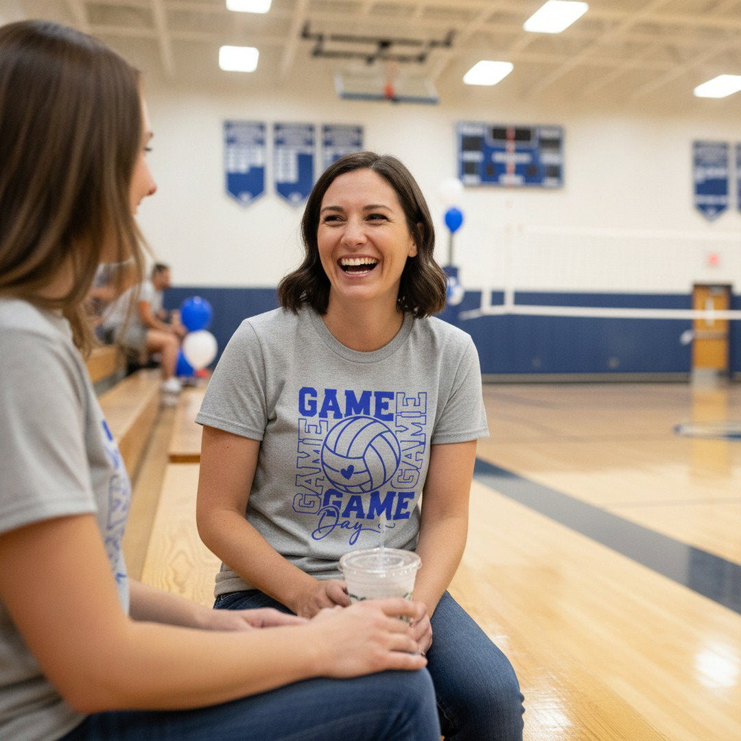 Go KoMets Volleyball Game Day Tee | Volleyball Fan Shirt | Royal Blue, Heather Gray & White