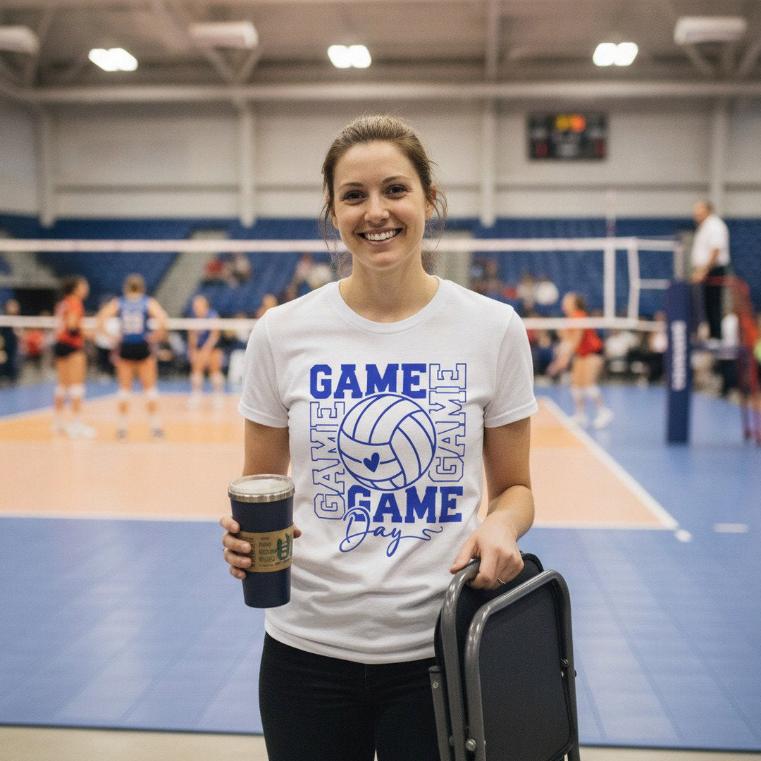 Go KoMets Volleyball Game Day Tee | Volleyball Fan Shirt | Royal Blue, Heather Gray & White