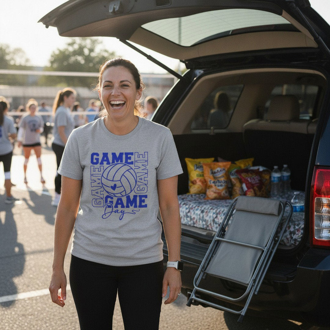 Go KoMets Volleyball Game Day Tee | Volleyball Fan Shirt | Royal Blue, Heather Gray & White