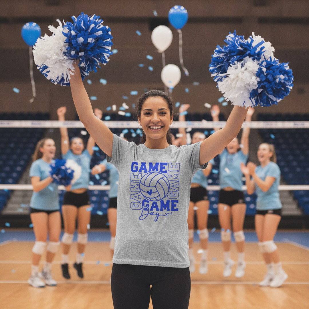 Go KoMets Volleyball Game Day Tee | Volleyball Fan Shirt | Royal Blue, Heather Gray & White