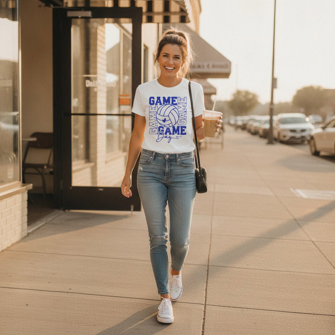 Go KoMets Volleyball Game Day Tee | Volleyball Fan Shirt | Royal Blue, Heather Gray & White