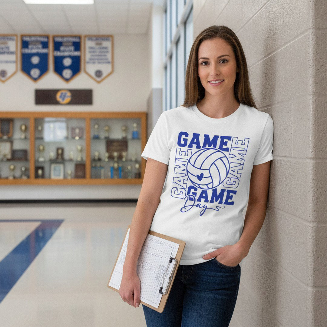 Go KoMets Volleyball Game Day Tee | Volleyball Fan Shirt | Royal Blue, Heather Gray & White