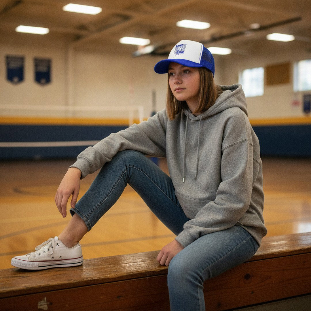 Game Day Volleyball Trucker Hat | Royal Blue & White Mesh Snapback | Volleyball Mom, Fan & Team Spirit Cap