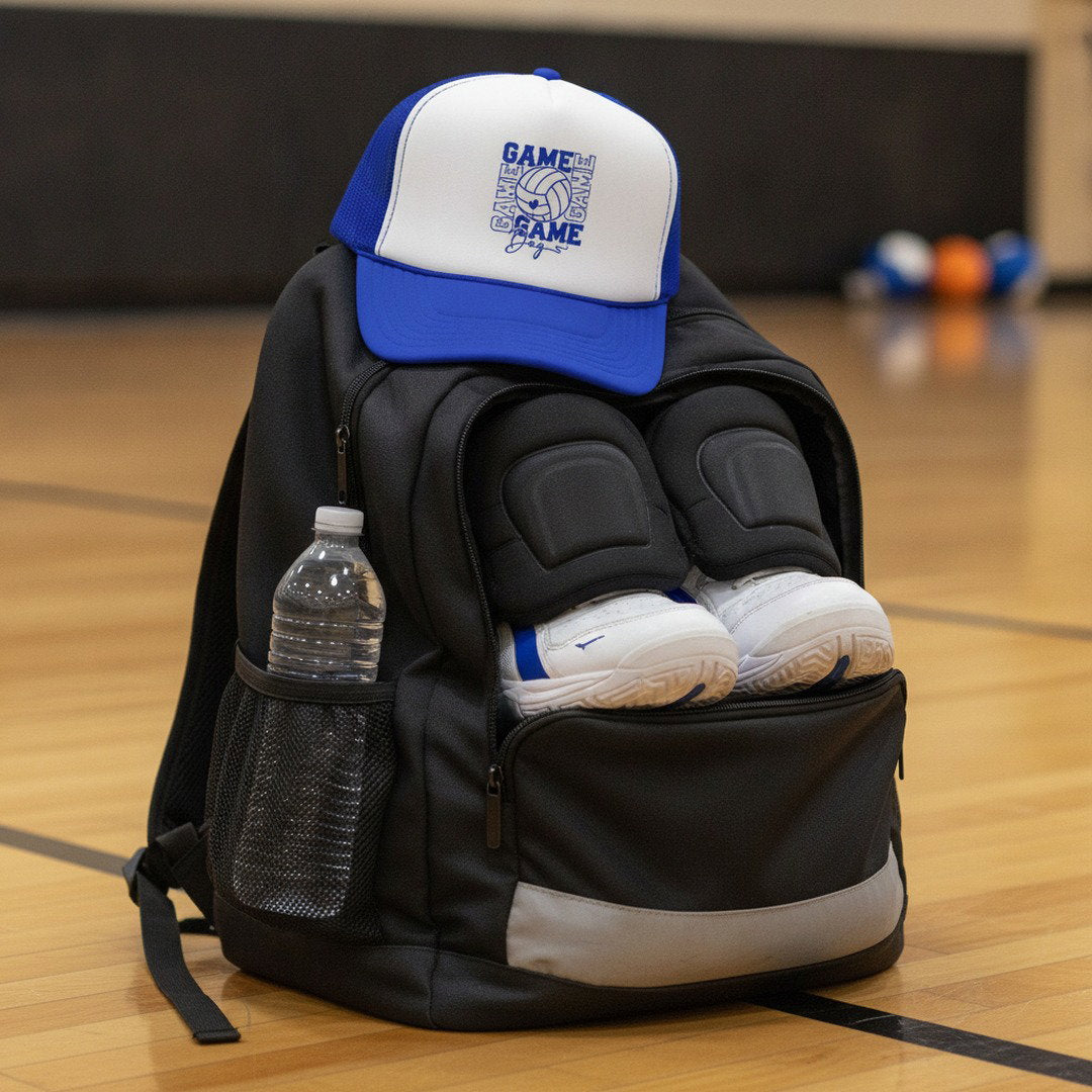 Game Day Volleyball Trucker Hat | Royal Blue & White Mesh Snapback | Volleyball Mom, Fan & Team Spirit Cap