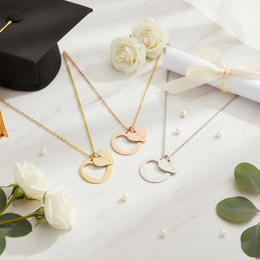 Class of 2027 Heart Necklace | Gold, Rose Gold & Silver | Senior Gift | Graduation Jewelry | High School Senior Keepsake