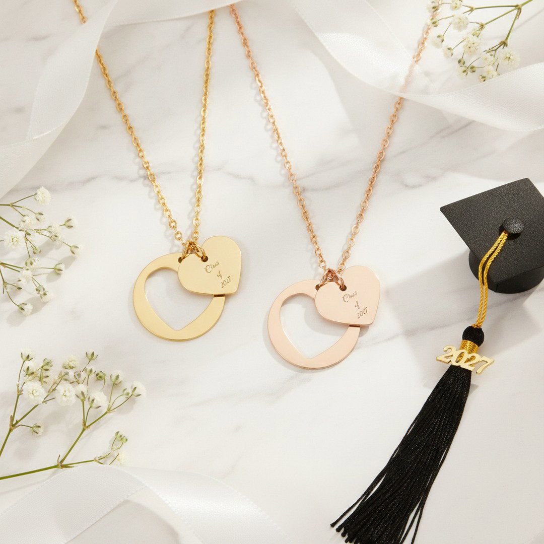 Class of 2027 Heart Necklace | Gold, Rose Gold & Silver | Senior Gift | Graduation Jewelry | High School Senior Keepsake