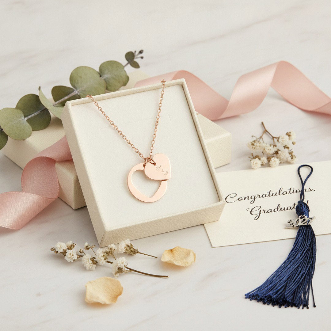Class of 2027 Heart Necklace | Gold, Rose Gold & Silver | Senior Gift | Graduation Jewelry | High School Senior Keepsake