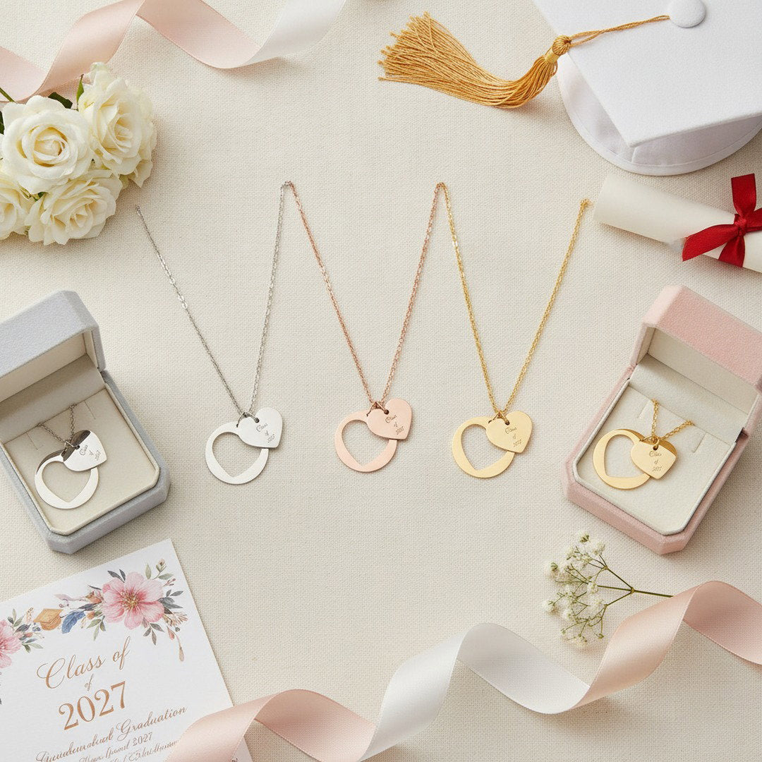 Class of 2027 Heart Necklace | Gold, Rose Gold & Silver | Senior Gift | Graduation Jewelry | High School Senior Keepsake