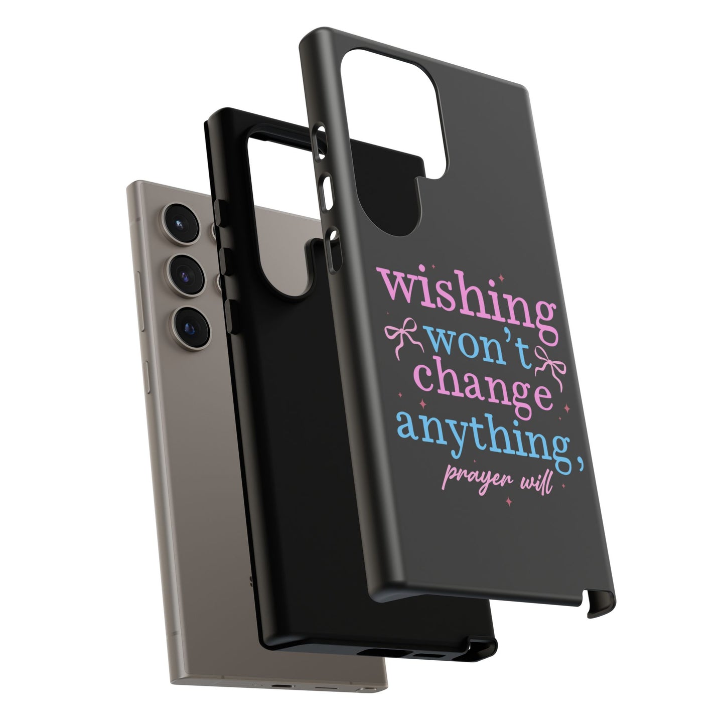 wishing won't change anything prayer will Phone Case | Inspirational Scripture Design