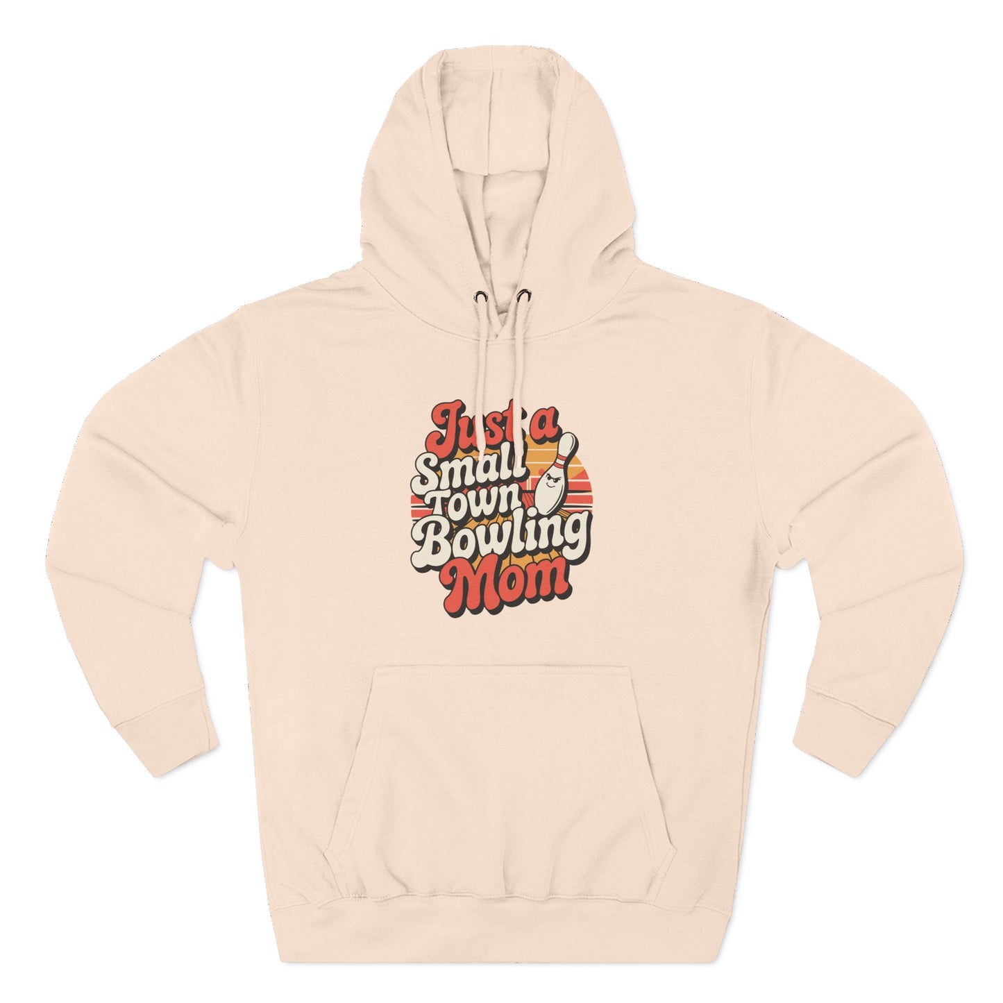 Bowling Mom Hoodie - "Just a Small Town Bowling Mom" Retro Graphic Fleece Sweatshirt