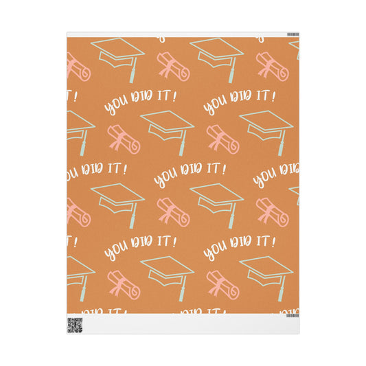 Wrapping Paper Roll — Terracotta Doodle Pattern Gift Wrap
