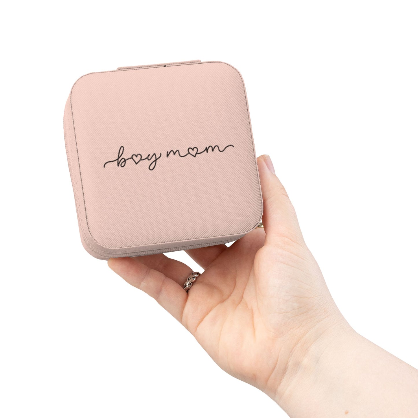 Compact 'boymom' Travel Jewelry Case — Portable Organizer for Rings, Earrings & Necklaces