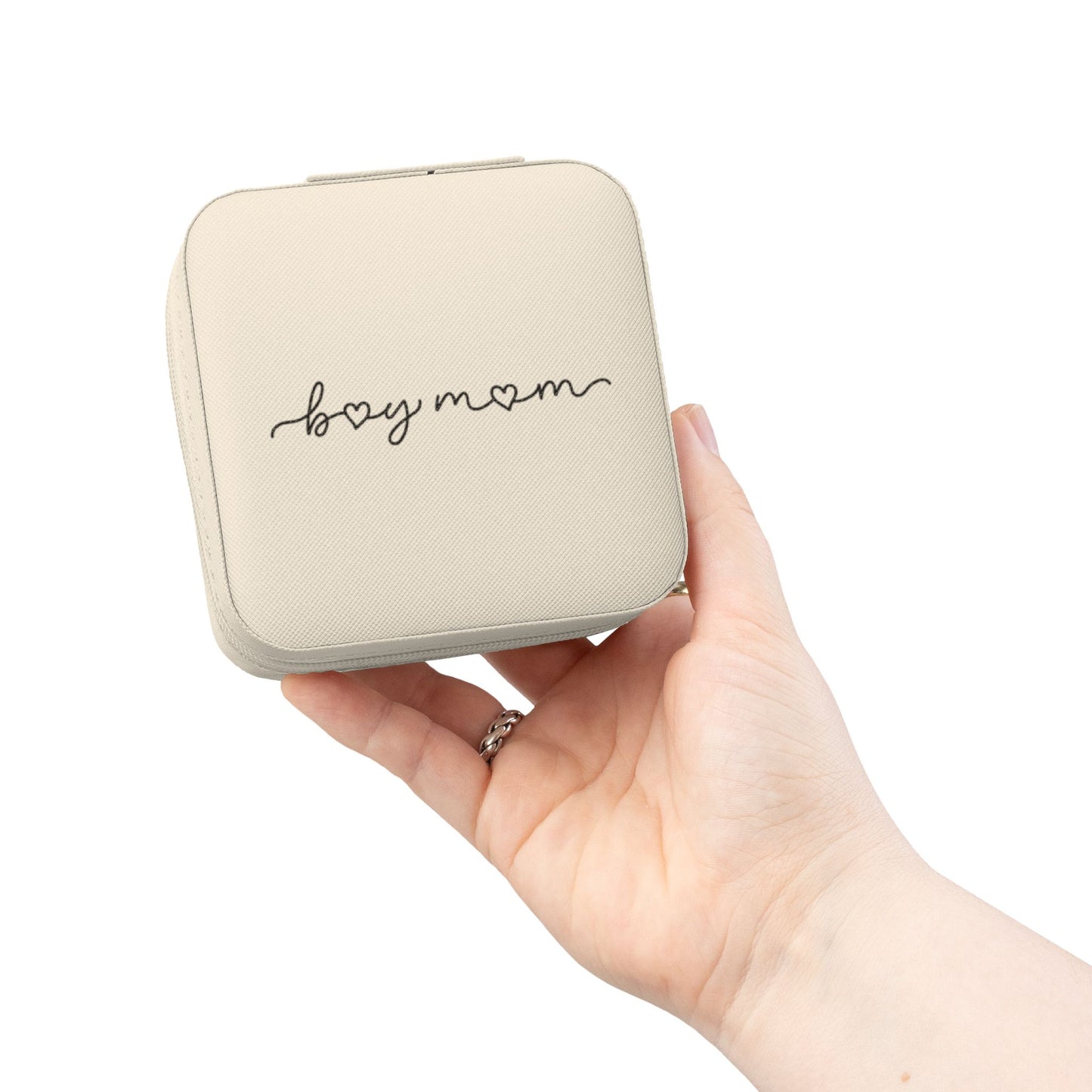 Compact 'boymom' Travel Jewelry Case — Portable Organizer for Rings, Earrings & Necklaces