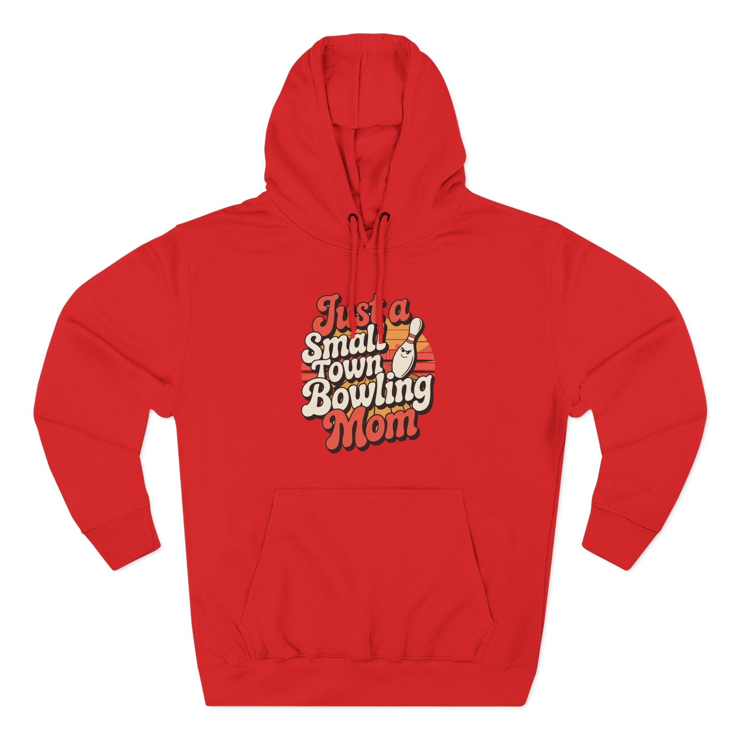 Bowling Mom Hoodie - "Just a Small Town Bowling Mom" Retro Graphic Fleece Sweatshirt