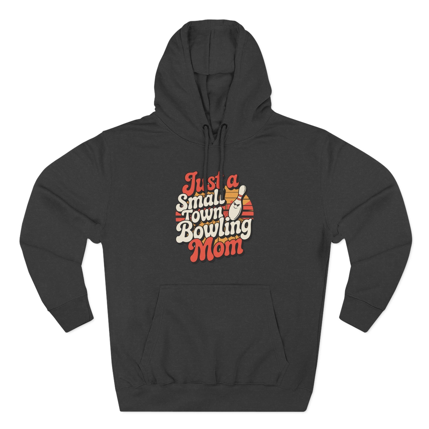 Bowling Mom Hoodie - "Just a Small Town Bowling Mom" Retro Graphic Fleece Sweatshirt