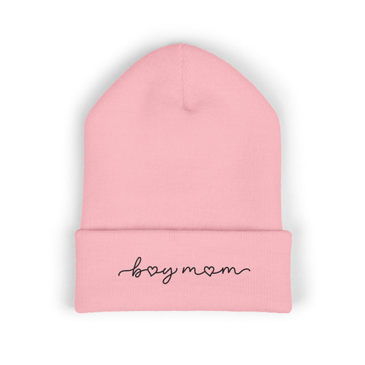 Embroidered "boy mom" Cuffed Beanie —