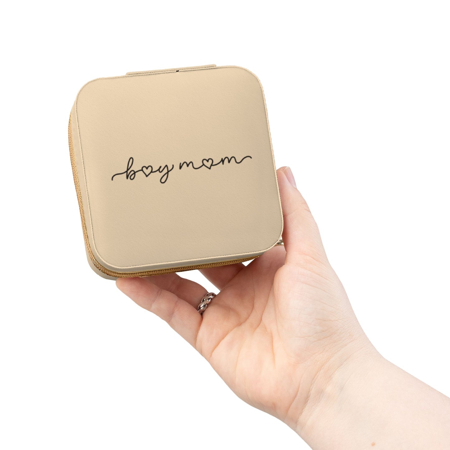 Compact 'boymom' Travel Jewelry Case — Portable Organizer for Rings, Earrings & Necklaces